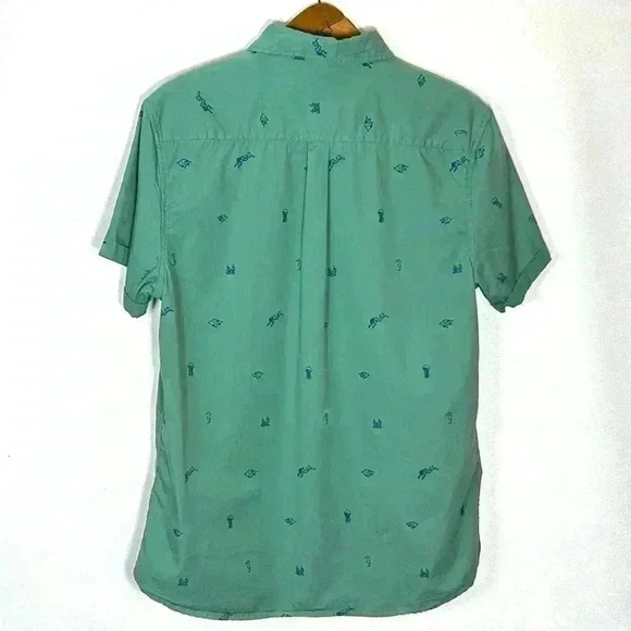 Steel & Jelly Button Down Short Sleeve  Shirt Men's Medium Ocean Beach Surf Swim - Picture 2 of 8
